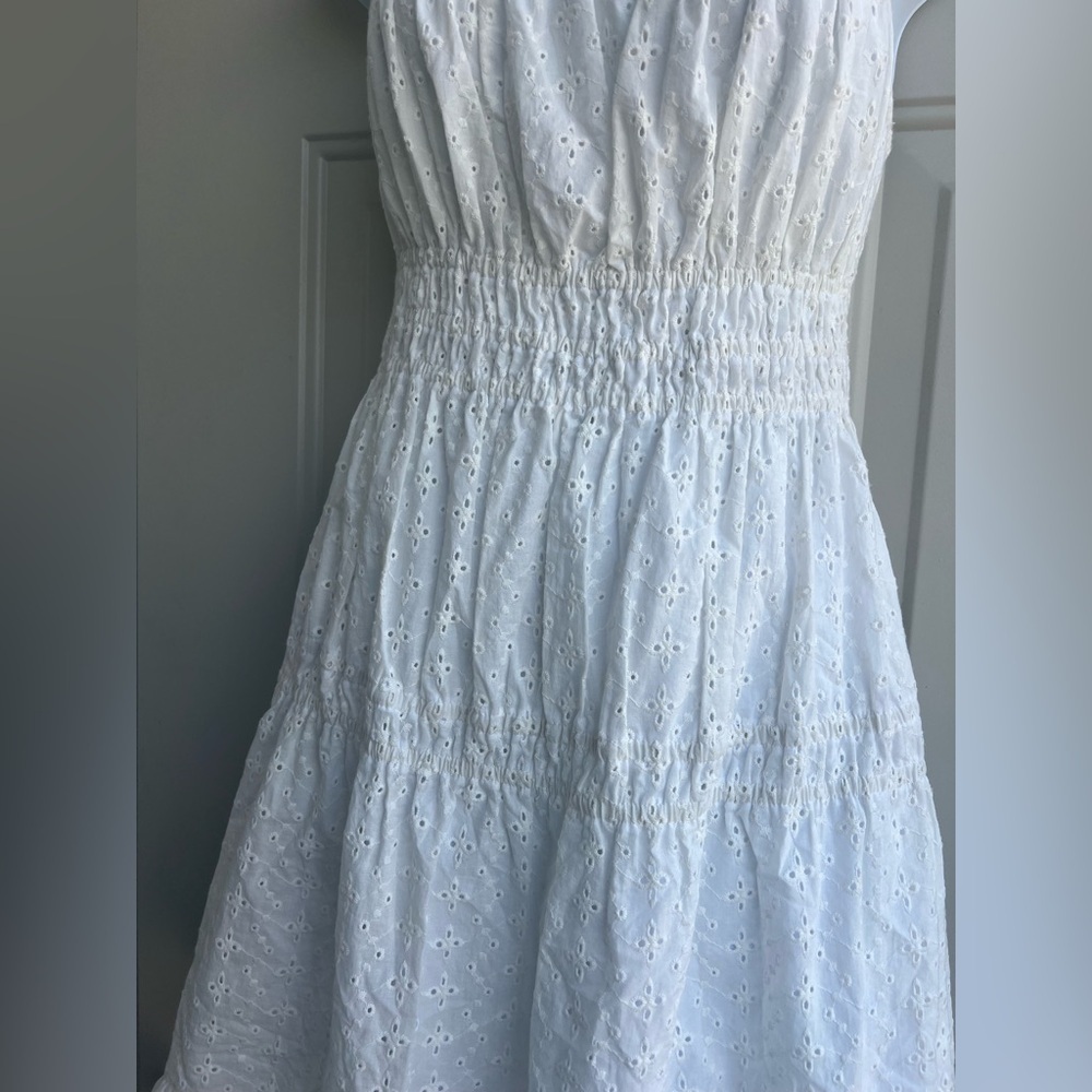 NWT Capulet Gemma Smocked Eyelet Ruffle Strap Mini Dress White Size L - Picture 9 of 12